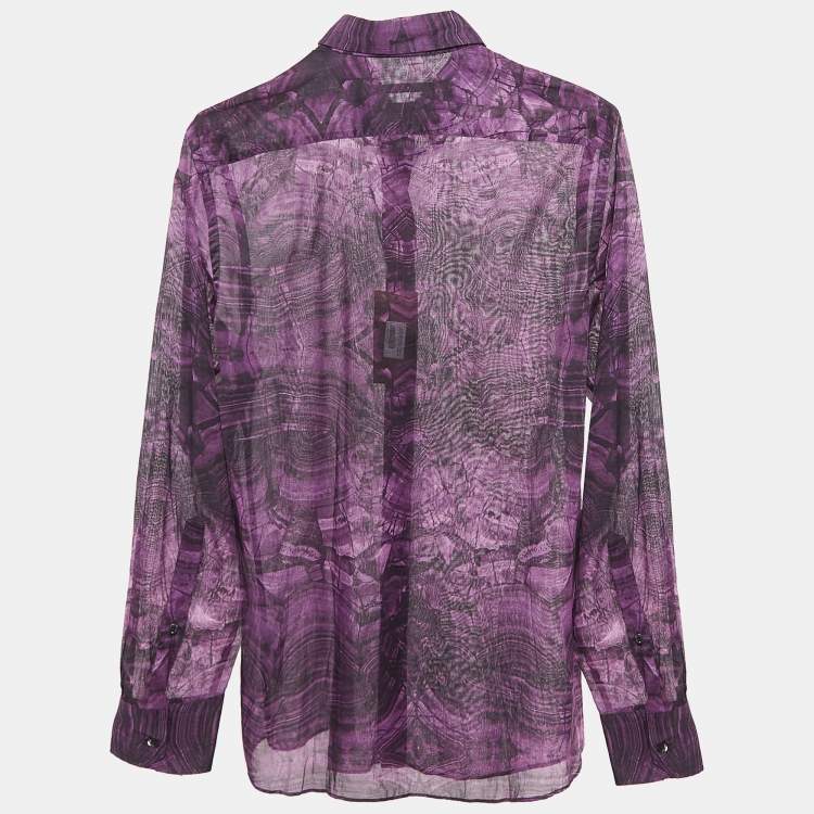 مملوكة مسبقًا Gucci Purple Abstract Print Cotton Fitted Shirt M