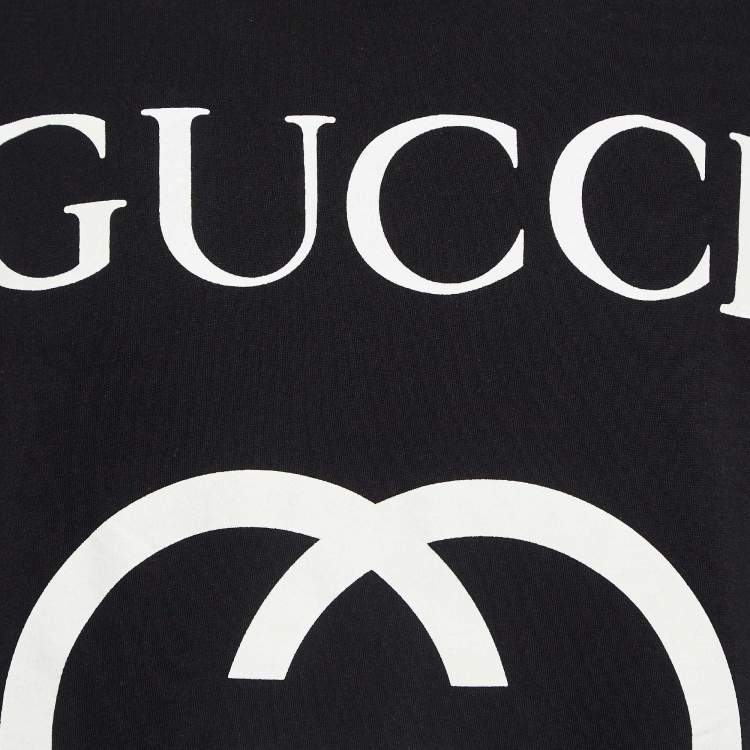 Pre Owned Gucci Black GG Print Jersey Crew Neck T-Shirt M