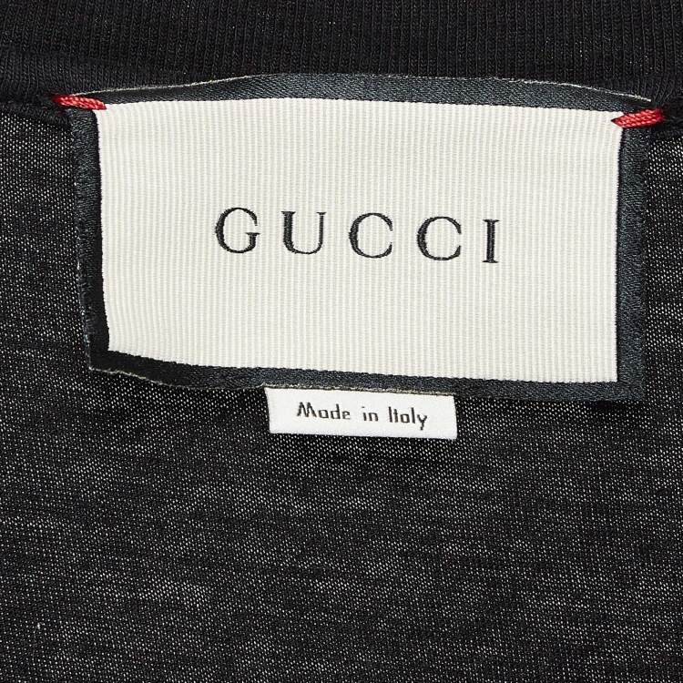 Pre Owned Gucci Black GG Print Jersey Crew Neck T-Shirt M
