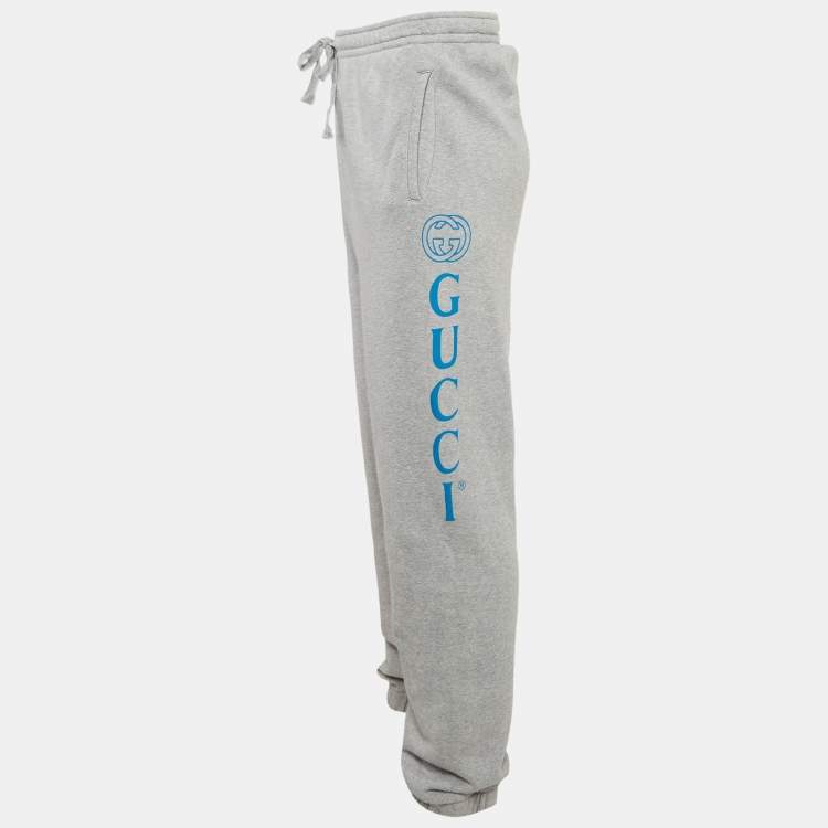 مملوكة مسبقًا Gucci Grey Logo Print Cotton Jogger Pants XXXL