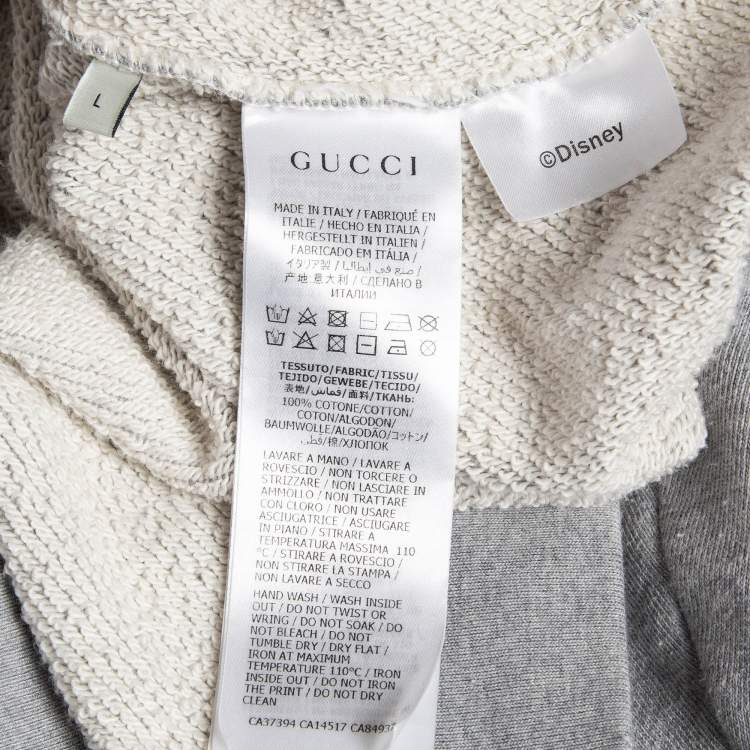 مملوكة مسبقًا Gucci X Disney Grey Mickey Mouse Print Cotton Knit Hoodie L