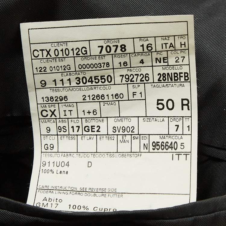 Pre Owned Gucci Black Wool Suit L