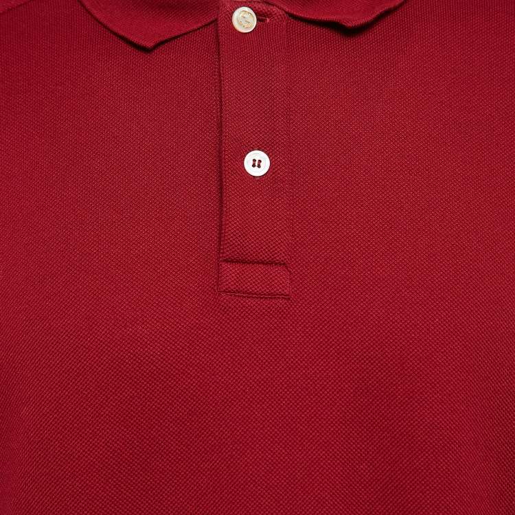 Pre Owned Gucci Burgundy Cotton Pique Polo T-Shirt XL