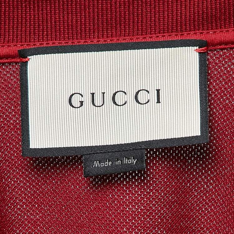 Pre Owned Gucci Burgundy Cotton Pique Polo T-Shirt XL