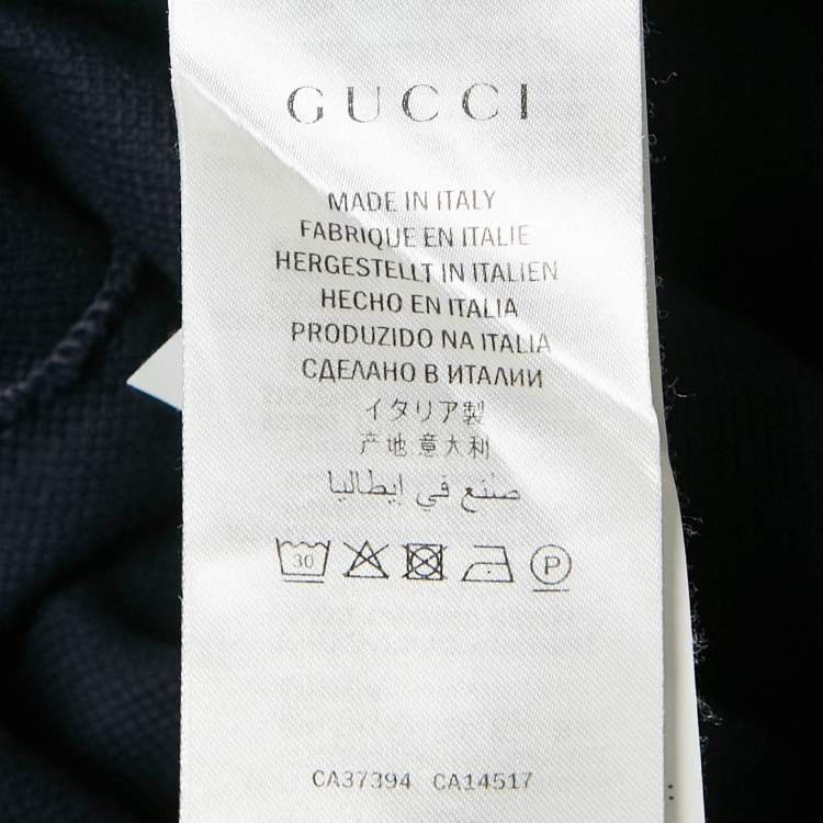 مملوكة مسبقًا Gucci Navy Blue GG Embroidered Pique Polo T-Shirt M