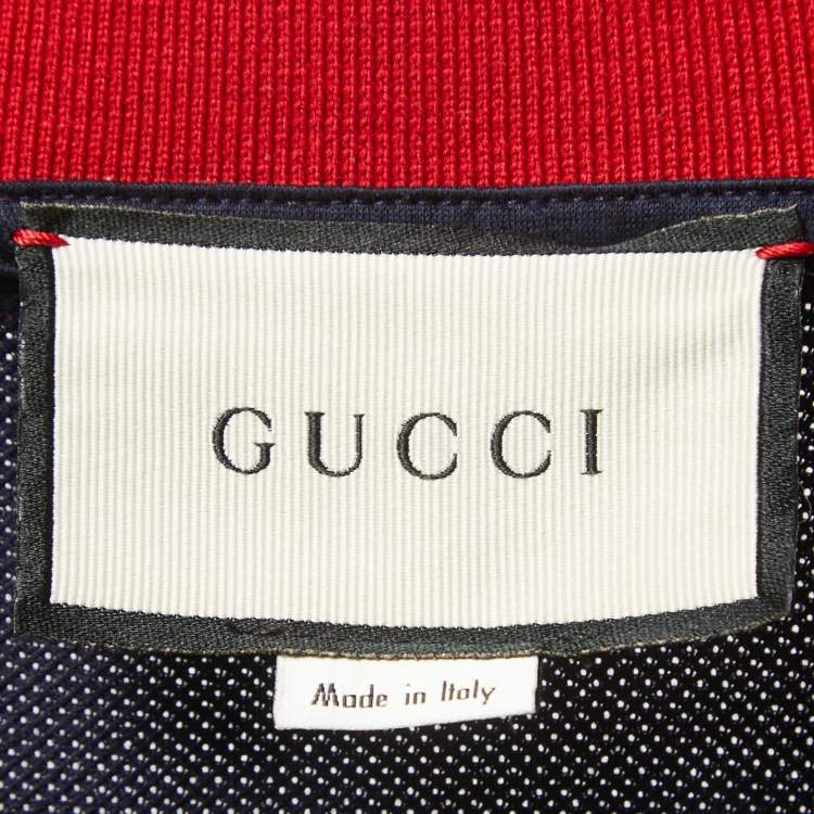 مملوكة مسبقًا Gucci Navy Blue GG Embroidered Pique Polo T-Shirt M