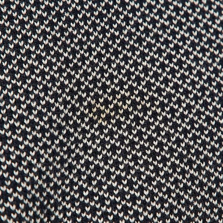 Pre Owned Gucci Navy Blue Patterned Cotton Knit Zip Front Jacket XL
