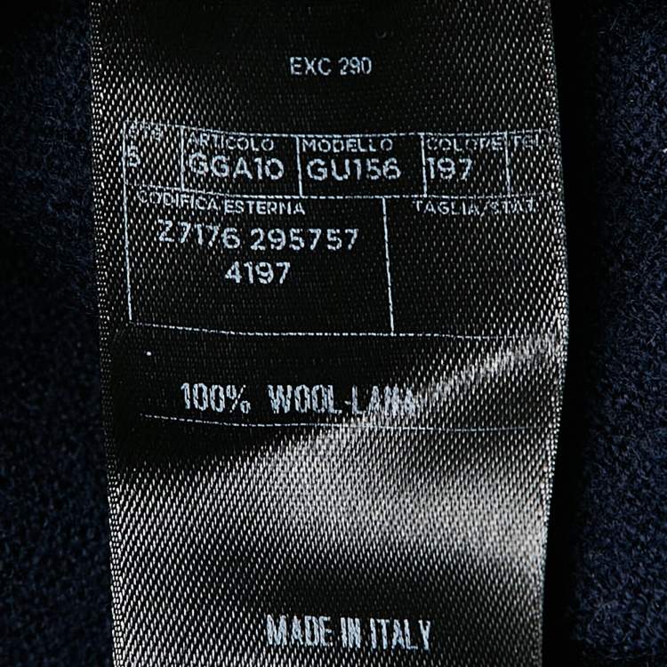 مملوكة مسبقًا Gucci Navy Blue Rib Knit Buttoned Cardigan XXL