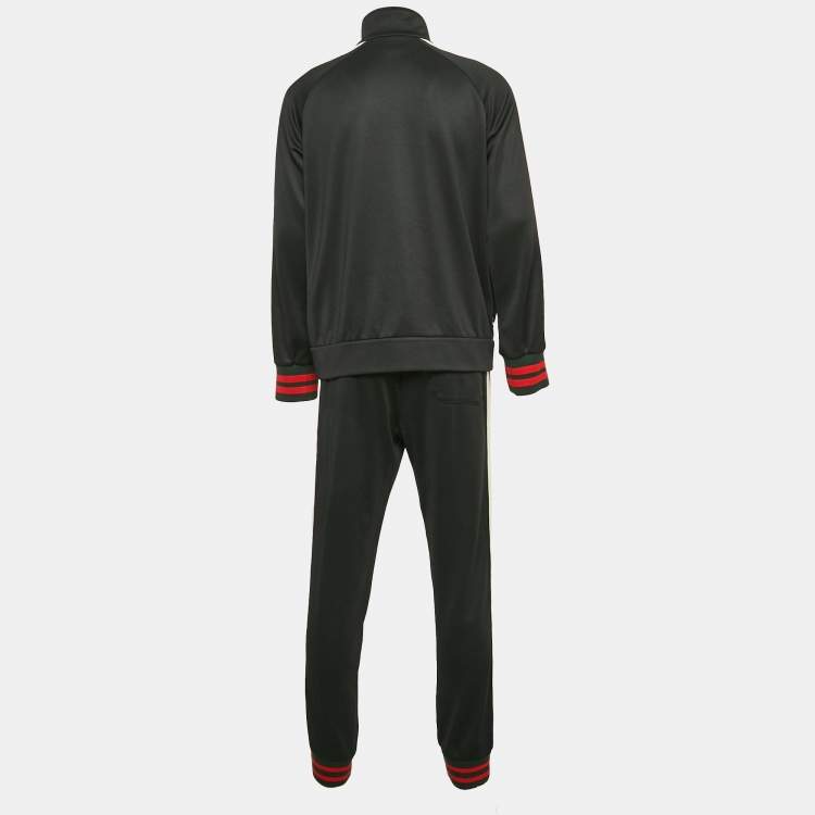 Pre Owned Gucci Black Web Detail Jersey Track Suit M/L