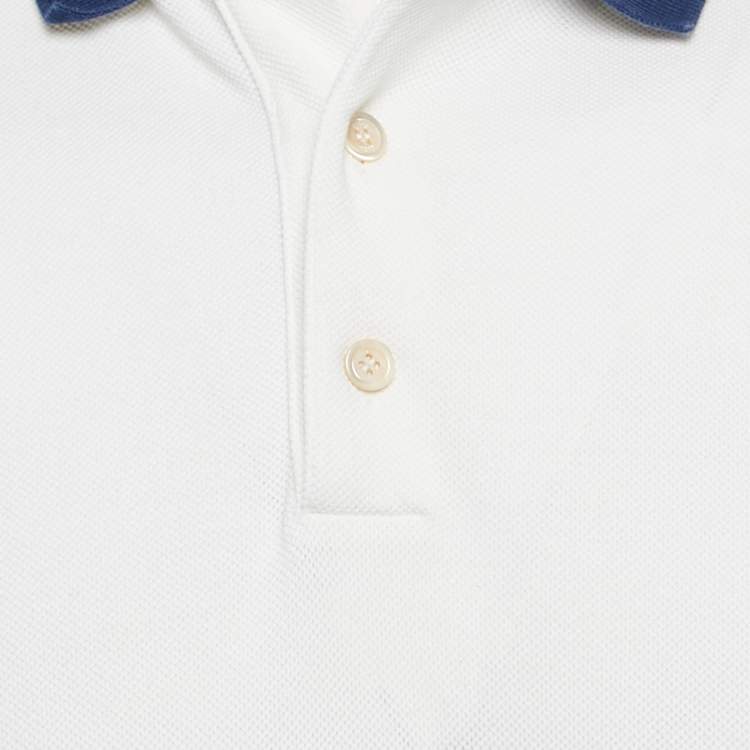 مملوكة مسبقًا Gucci White GG Embroidered Cotton Pique Polo T-Shirt M