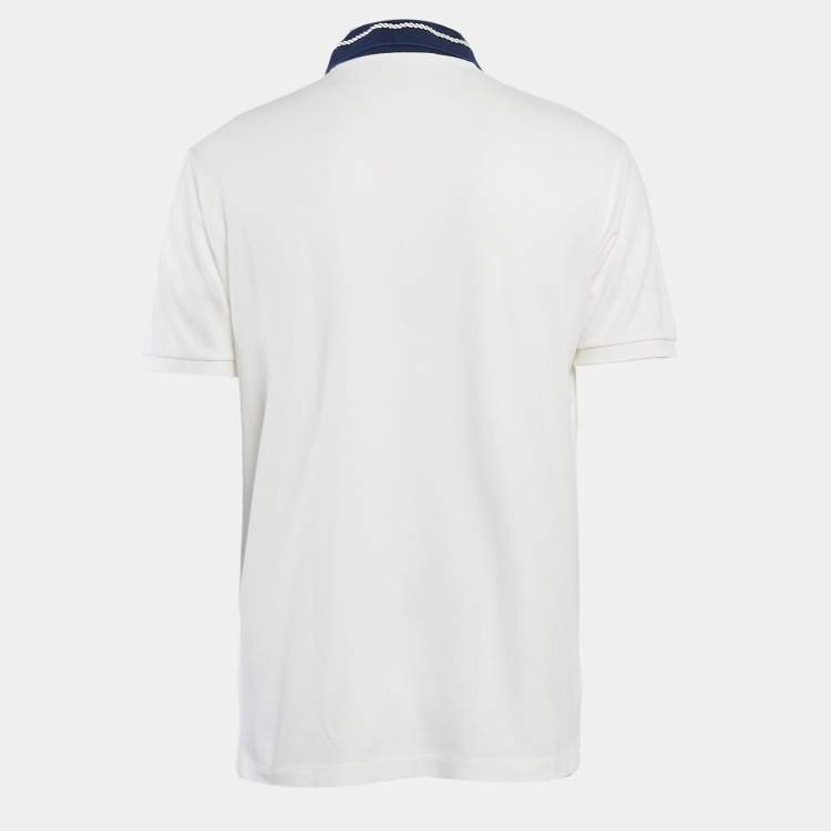 مملوكة مسبقًا Gucci White GG Embroidered Cotton Pique Polo T-Shirt M