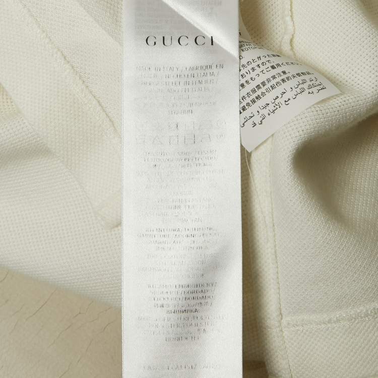 مملوكة مسبقًا Gucci White GG Embroidered Cotton Pique Polo T-Shirt M