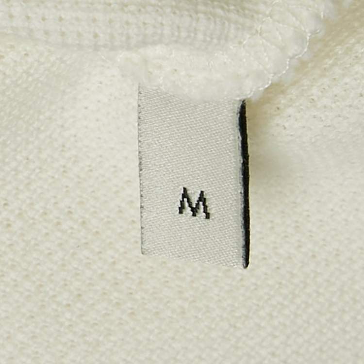 مملوكة مسبقًا Gucci White GG Embroidered Cotton Pique Polo T-Shirt M