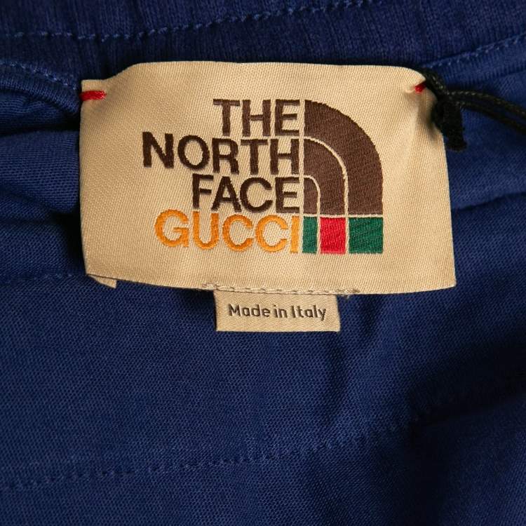 Pre Owned Gucci X The North Face Blue Colorblock Cotton Knit and Nylon Sweatpants M
