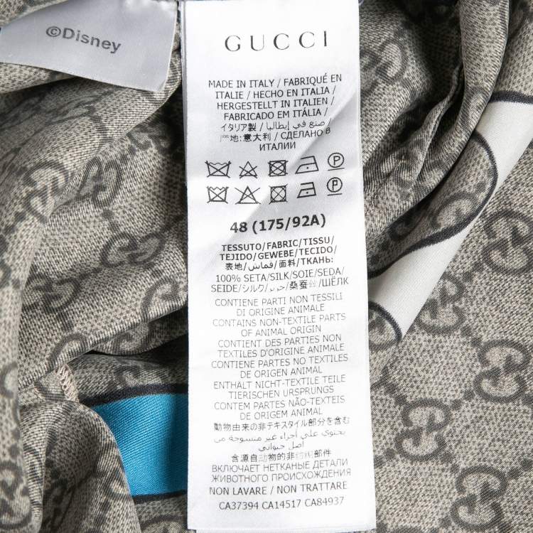 Pre Owned Gucci X Disney Brown GG Donald Duck 'Flash' Print  Silk Shirt M