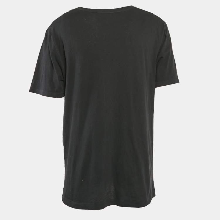 Pre Owned Gucci Black GG Web Print Jersey T-Shirt L