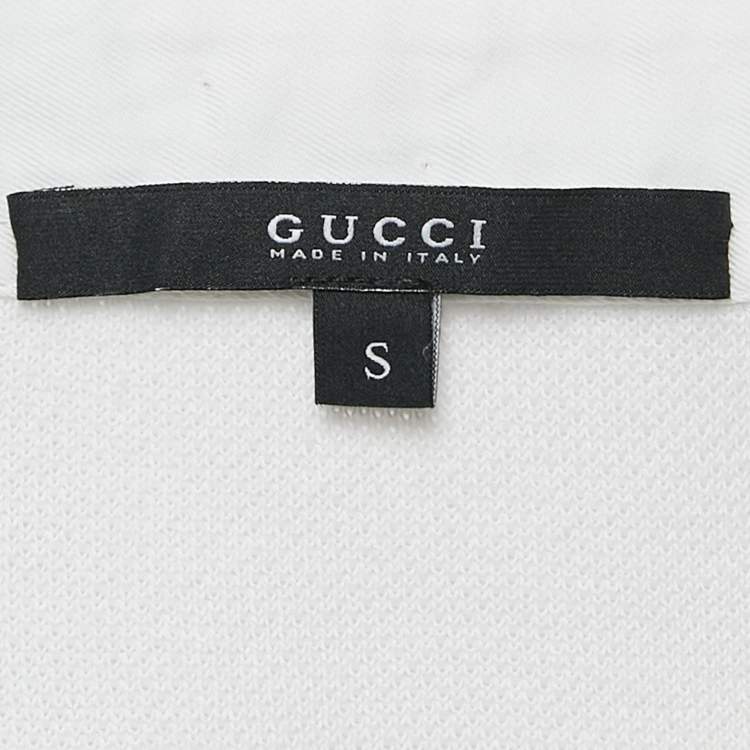 مملوكة مسبقًا Gucci White Cotton Pique Long Sleeve Polo T-Shirt S