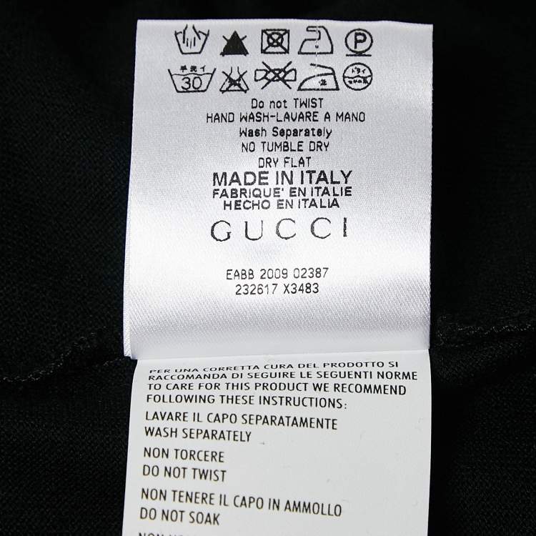 Pre Owned Gucci Black Web Cotton Knit V-Neck T-Shirt S
