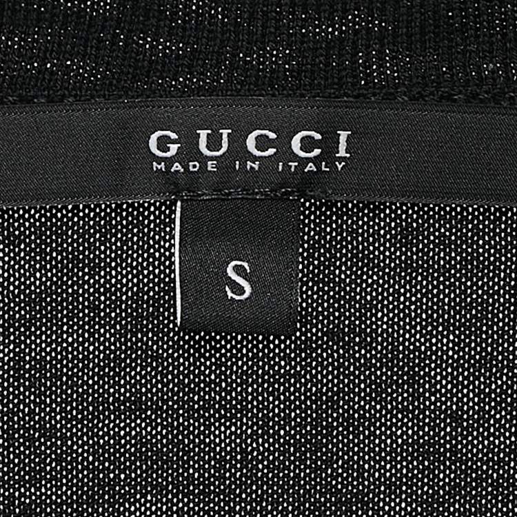 Pre Owned Gucci Black Web Cotton Knit V-Neck T-Shirt S