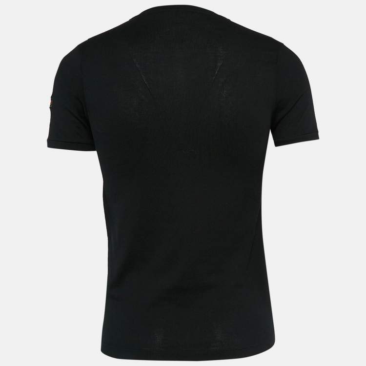 Pre Owned Gucci Black Web Cotton Knit V-Neck T-Shirt S