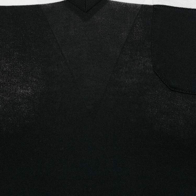 Pre Owned Gucci Black Web Cotton Knit V-Neck T-Shirt S