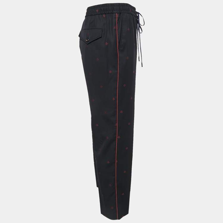 Pre Owned Gucci Navy Blue Bee All Over Wool Trousers M