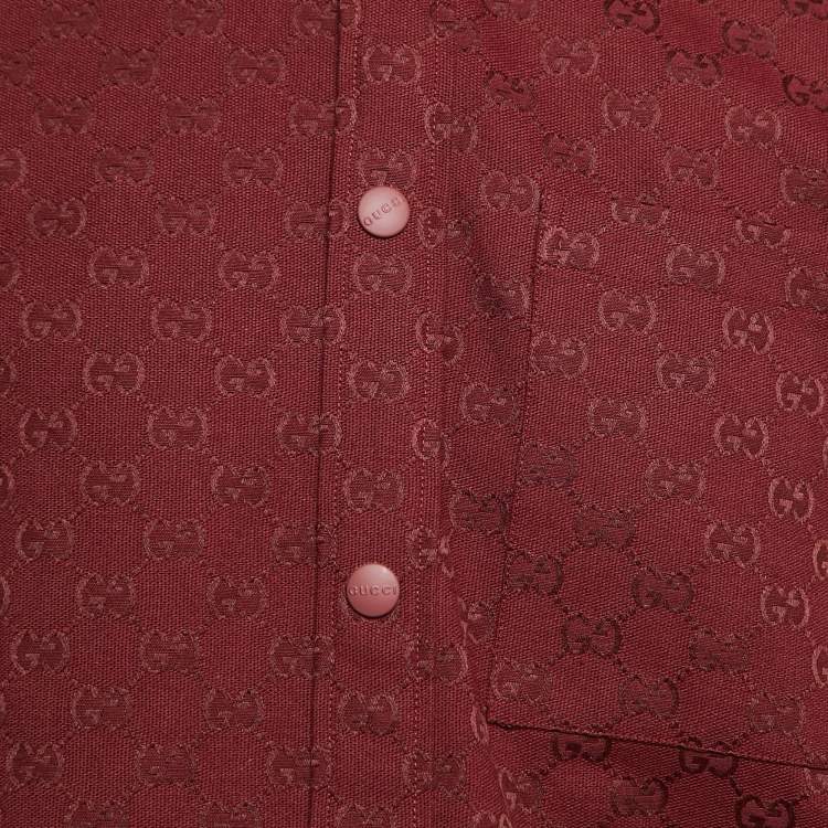 Pre Owned Gucci Red GG Canvas Oversized Shirt XS