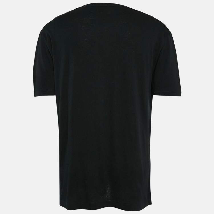 Pre Owned Gucci Black Tiger Patch Cotton Round Neck T-Shirt L