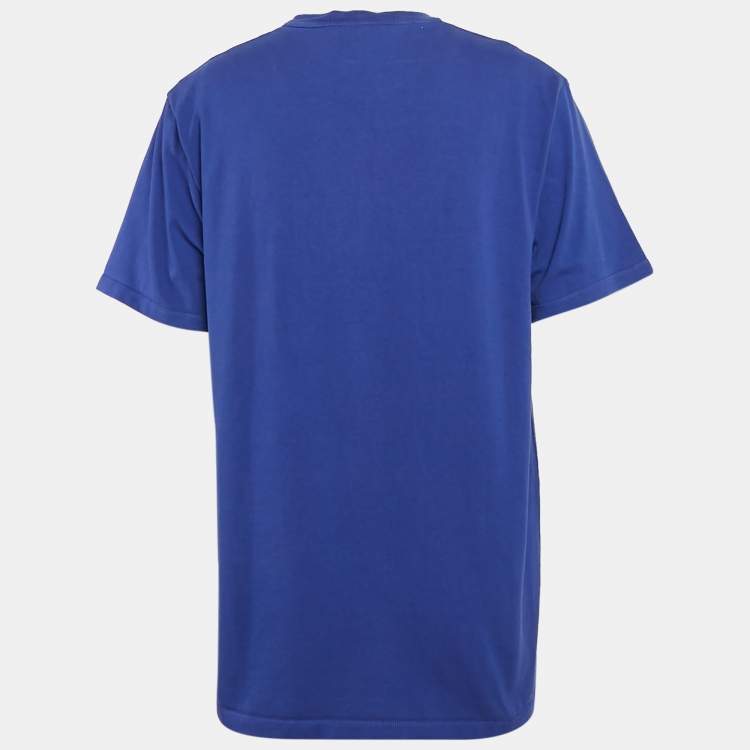 مملوكة مسبقًا Gucci Blue Logo Print Cotton Oversize T-Shirt L