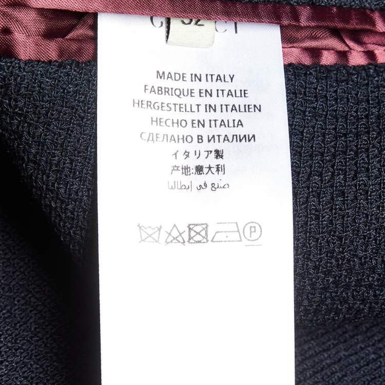 Pre Owned Gucci Navy Blue Textured Wool Knit Cambridge Jacket XL