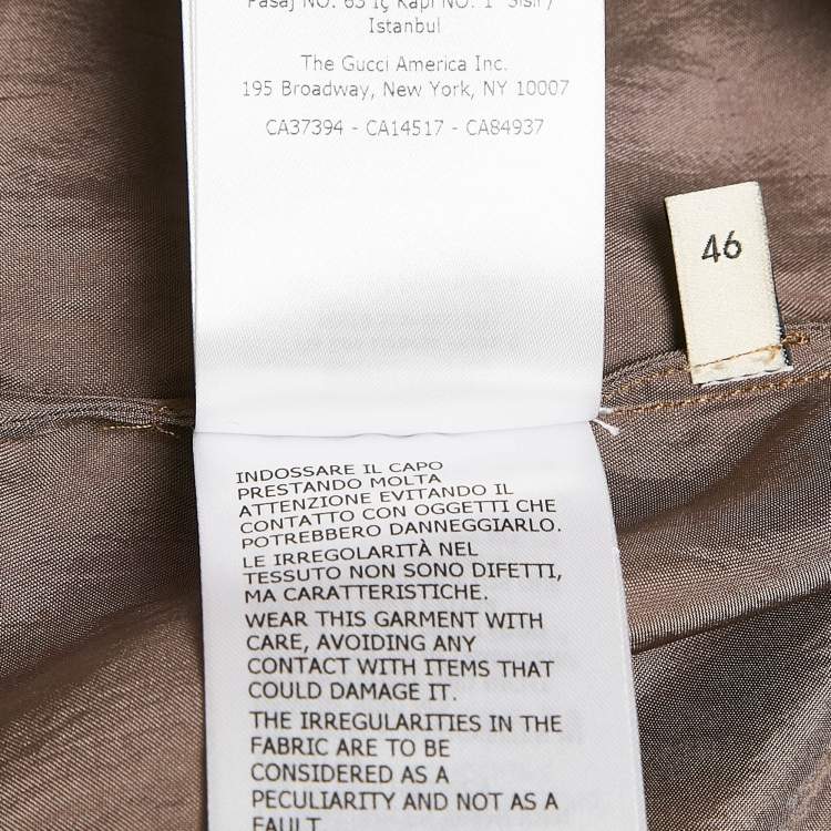 Pre Owned Gucci Brown Logo Applique Satin Hawaii Bowling Shirt S