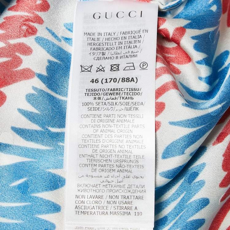 Pre Owned Gucci Red/Blue I Love You Print Silk Short Sleeve Shirt S
