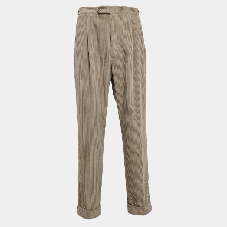 Pre Owned Gucci Beige Corduroy Straight Leg Pants XXL