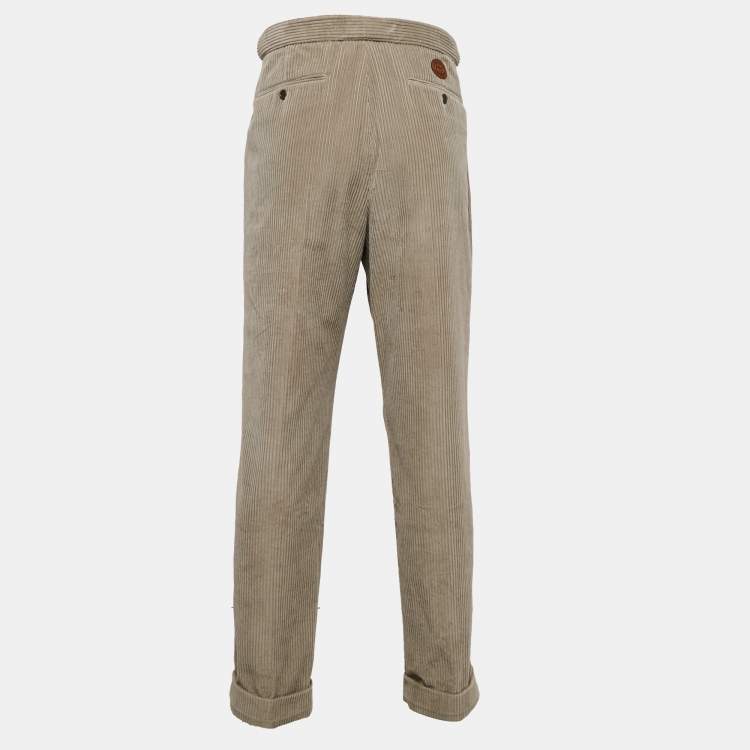 Pre Owned Gucci Beige Corduroy Straight Leg Pants XXL