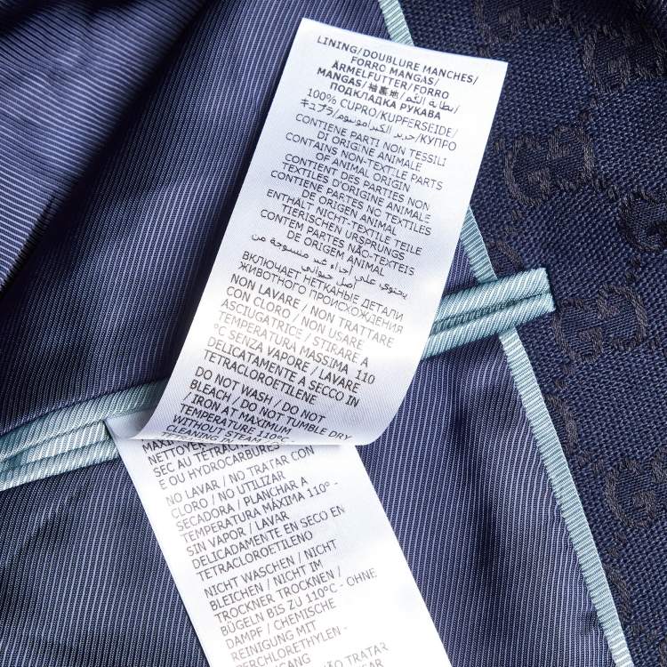 Pre Owned Gucci Navy Blue GG Supreme Jacquard Cotton Blend Blazer XXL