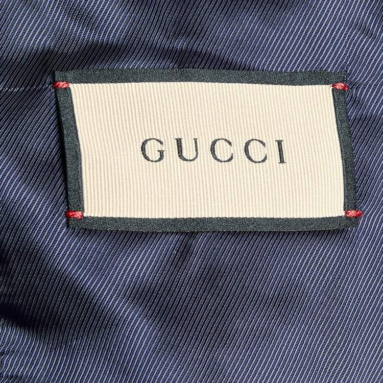 Pre Owned Gucci Navy Blue GG Supreme Jacquard Cotton Blend Blazer XXL