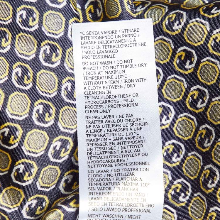 Pre Owned Gucci Yellow/Blue Logo Print Silk Shirt and Pant Set M