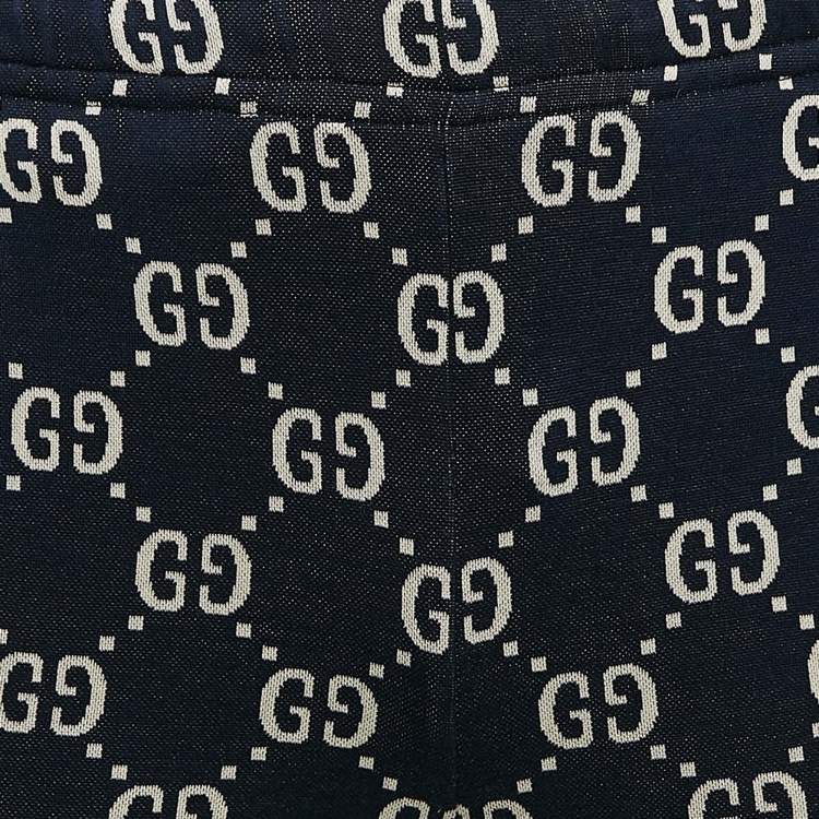Pre Owned Gucci Navy Blue GG Supreme Jacquard Knit Sweatpants XXS