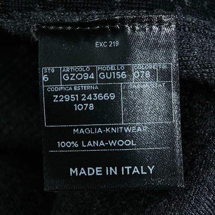 Pre Owned Gucci Charcoal Black Printed Wool Button Front Cardigan M