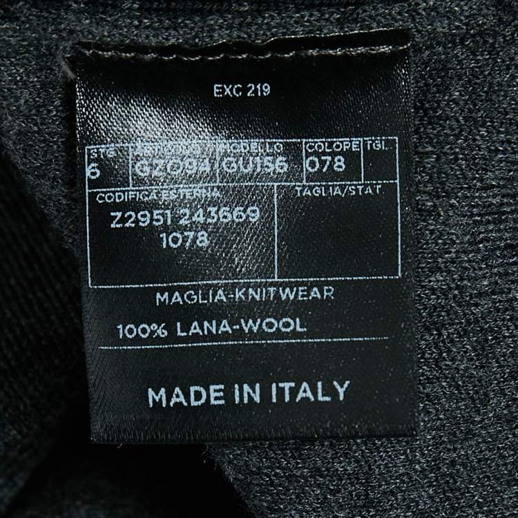 Pre Owned Gucci Charcoal Black Printed Wool Button Front Cardigan M