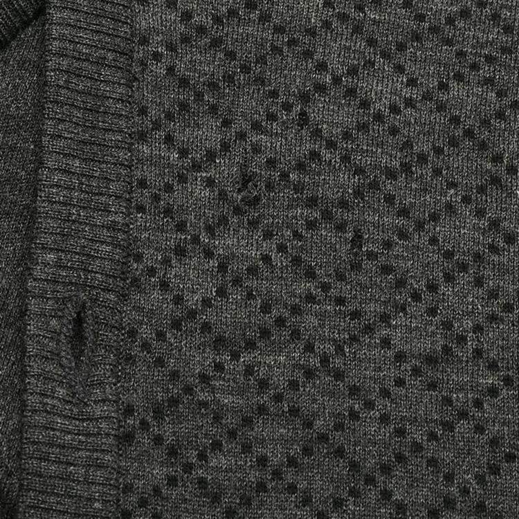 Pre Owned Gucci Charcoal Black Printed Wool Button Front Cardigan M