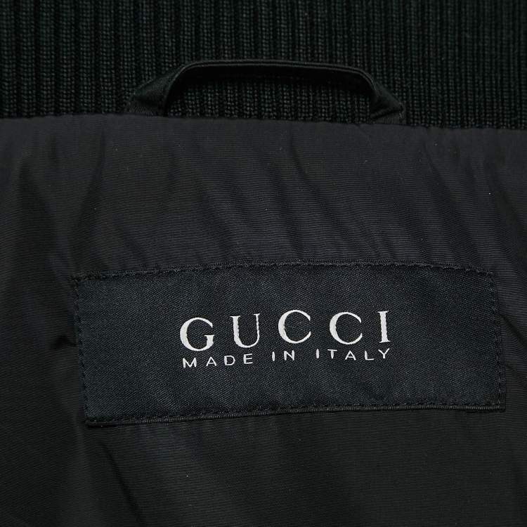 Pre Owned Gucci Black Synthetic Padded Bomber Jacket M