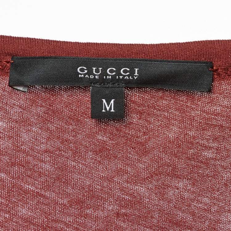 Pre Owned Gucci Dark Red GG Kefia Print Cotton Round Neck T-Shirt M