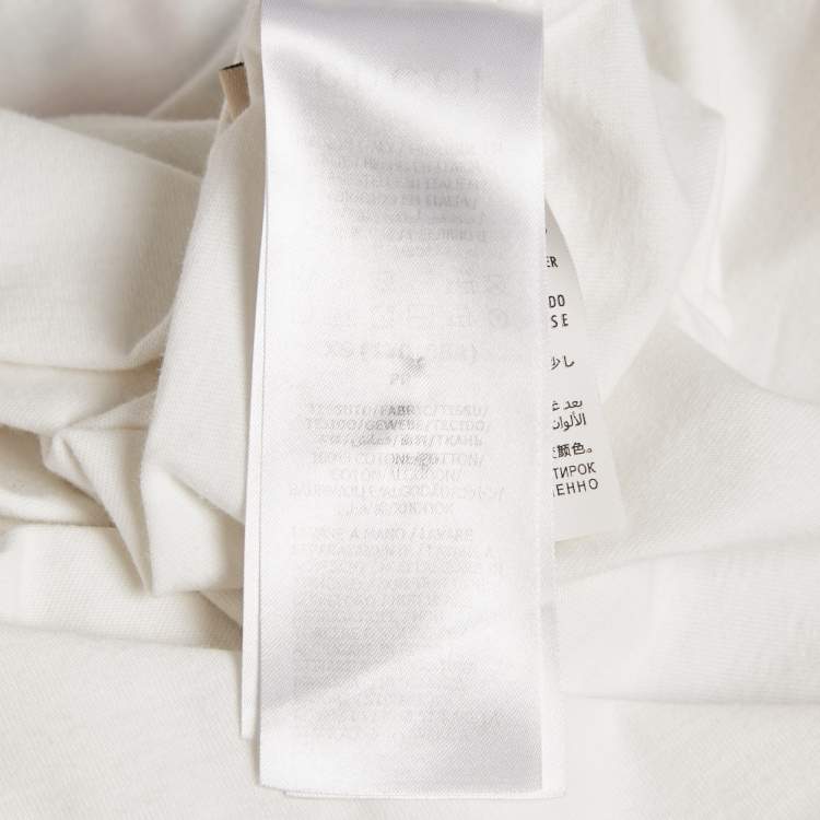 Pre Owned Gucci Off-White Logo Mirror Print Jersey Crew Neck T-Shirt XS