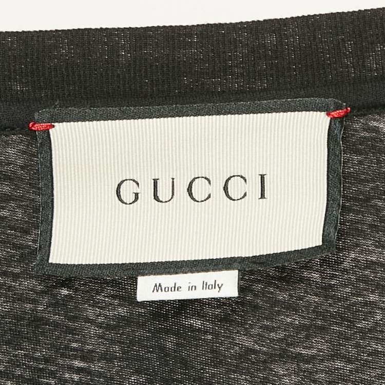 مملوكة مسبقًا Gucci Black Cotton Vintage Logo Print Jersey Crew Neck T-Shirt M
