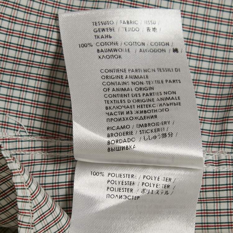 Pre Owned Gucci White/Red Checks Cotton Skinny Shirt M