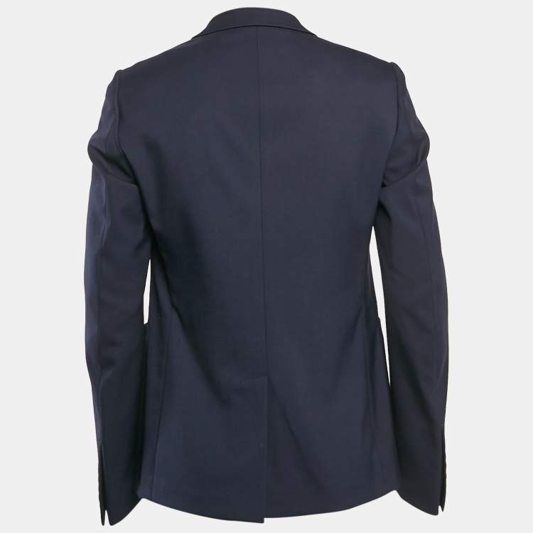 مملوكة مسبقًا Gucci Navy Blue Badge Applique Gabardine Single Breasted Blazer L