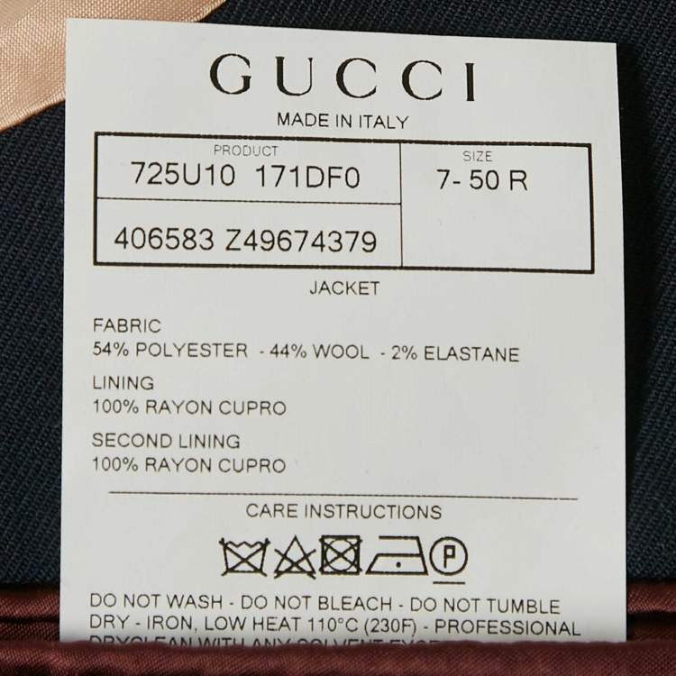 مملوكة مسبقًا Gucci Navy Blue Badge Applique Gabardine Single Breasted Blazer L