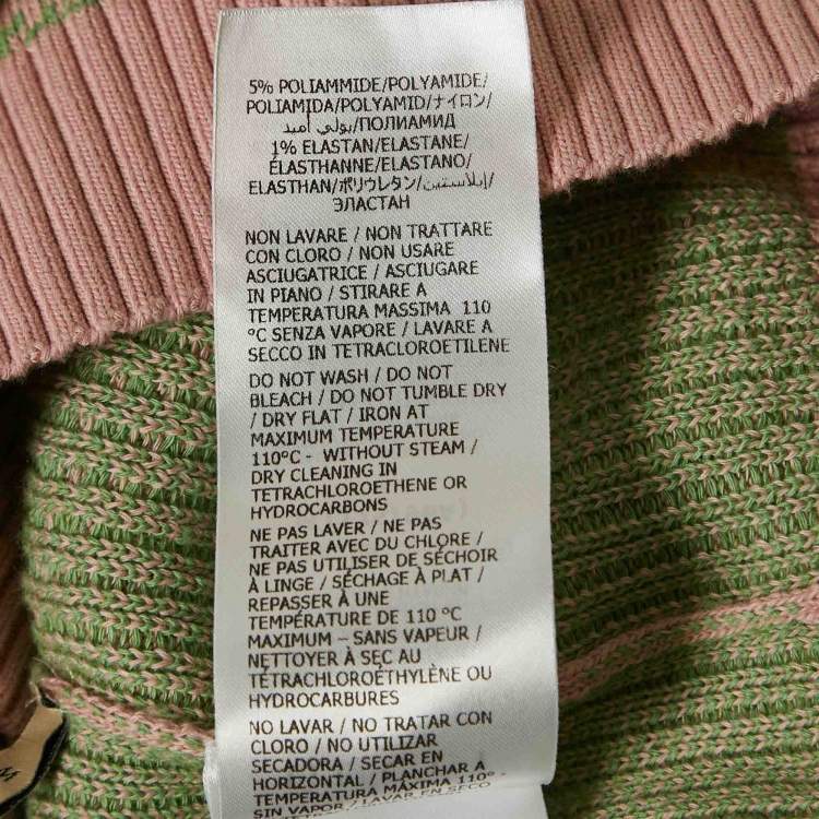 Pre Owned Gucci Pink/Green GG Jacquard Cotton Knit Vest M