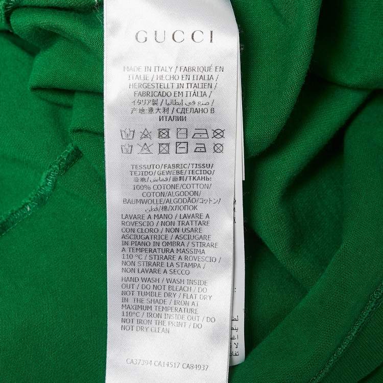 Pre Owned Gucci Green Cotton Logo Print Jersey T-Shirt S